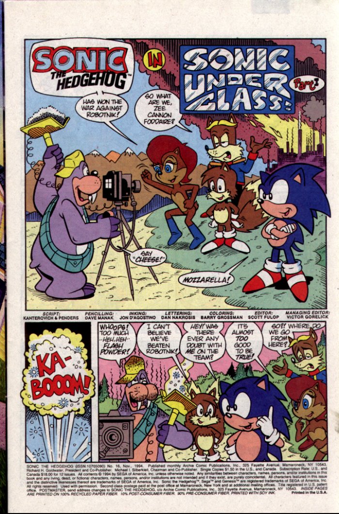 Sonic - Archie Adventure Series November 1994 Page 1